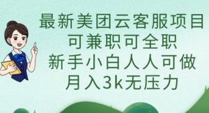 最新美团云客服项目，可兼职可全职，新手小白人人可做，月入3k无压力-琴书聊项目