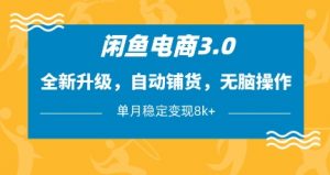 闲鱼电商3.0，全新升级，自动铺货，无脑操作，单月稳定变现8k+【揭秘】-琴书聊项目