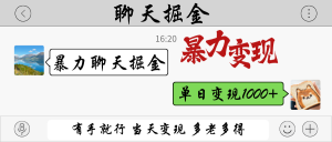 暴力聊天掘金 有手就行当天变现 多劳多得 单日变现1000+-琴书聊项目