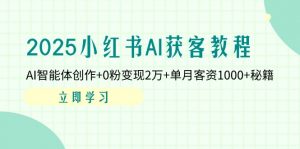 2025小红书AI获客教程：AI智能体创作+0粉变现2万+单月客资1000+秘籍-琴书聊项目