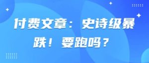 付费文章：史诗级暴跌！要跑吗？-琴书聊项目