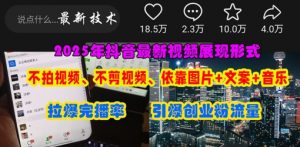 抖音最新视频展现形式，不拍视频、不剪视频、依靠图片+文案助推热门，引爆创业粉-琴书聊项目