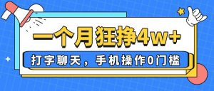 一个月狂挣4w+，打字聊天，手机操作0门槛，新手小白都能做！-琴书聊项目