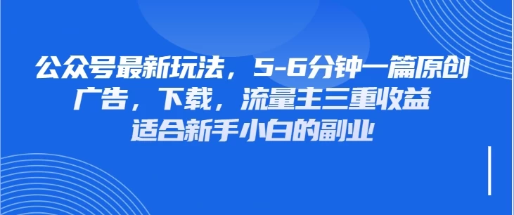 公众号最新玩法，广告，下载，流量主三重收益，非常适合新手小白的项目-琴书聊项目