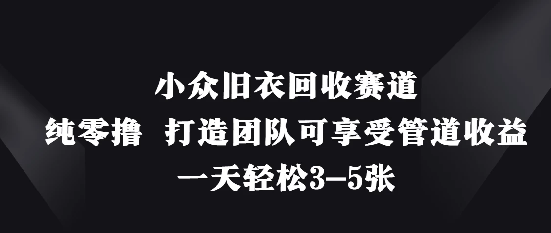 小众旧衣回收赛道，纯零撸 打造团队可享受管道收益，一天轻松3-5张-琴书聊项目