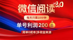 微信阅读8.0玩法!!0撸,没有任何成本有手就行,一天利润200+-琴书聊项目