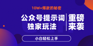 公众号提示词玩法，10W+爆文最简单快速的方法，小白轻松上手-琴书聊项目