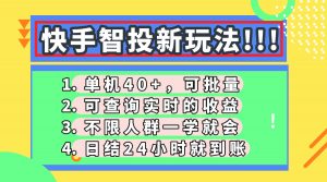 快手智投新玩法，单机日入40+，可批量，可查询实时收益，收益日结24小…-琴书聊项目