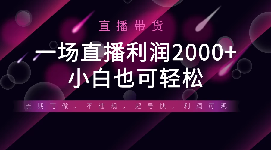 《半无人直播带货，一场利润2000+，适合所有平台玩法，小白也可轻松玩转》-琴书聊项目
