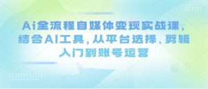 Ai全流程自媒体变现实战课，结合AI工具，从平台选择、剪辑入门到账号运营-琴书聊项目