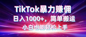 TikTok搬运暴力赚佣，日入1000+，简单搬运，小白也能轻松上手-琴书聊项目