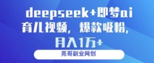 deepseek+即梦ai育儿视频，爆款吸粉，月入1w-琴书聊项目