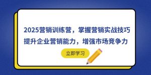 2025营销训练营，掌握营销实战技巧，提升企业营销能力，增强市场竞争力-琴书聊项目