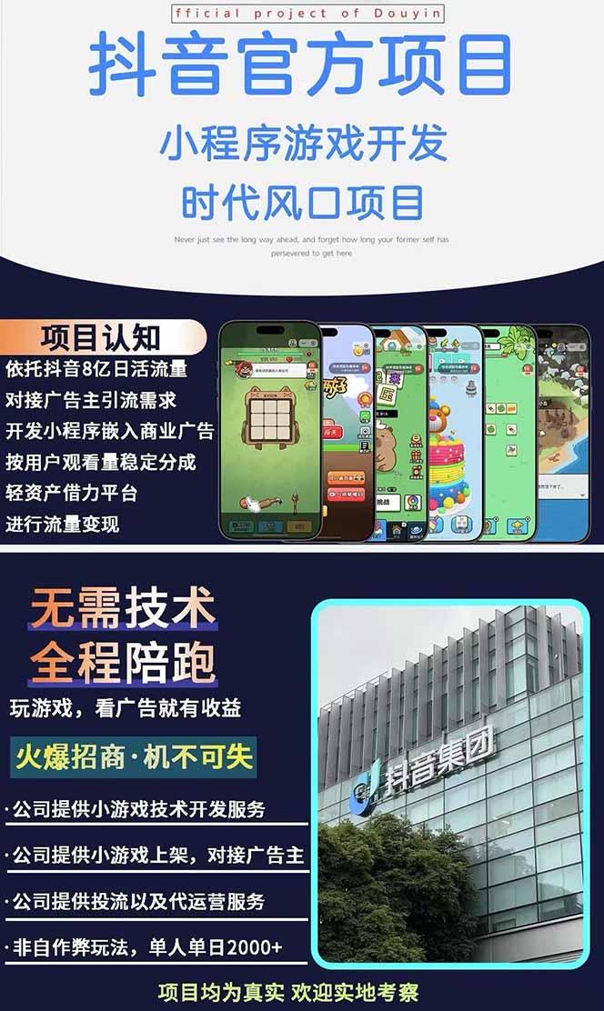 图片[1]-2025最热抖音官方项目 Ai时代风口项目小程序游戏开发 实测单个游戏日收…-琴书聊项目