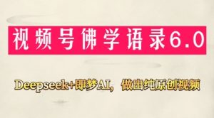 视频号佛学禅语6.0，用Deepseek+即梦ai，做纯原创视频，新手小白，也能月入1W+-琴书聊项目