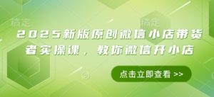 2025新版原创微信小店带货者实操课，教你微信开小店-琴书聊项目