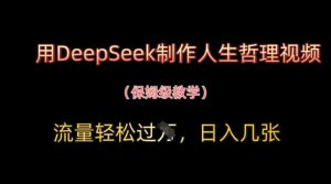 用DeepSeek制作人生哲理视频，流量轻松过W，日入几张-琴书聊项目