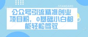公众号引流精准创业项目粉，0基础小白都能轻松驾驭-琴书聊项目