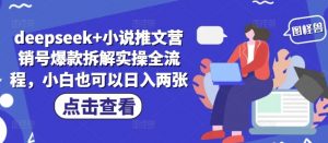 deepseek+小说推文营销号爆款拆解实操全流程，小白也可以日入两张-琴书聊项目