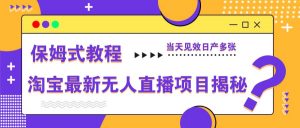 淘宝最新无人直播项目揭秘，保姆式教程，当天见效日产多张-琴书聊项目