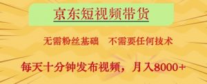 京东短视频带货，无需粉丝基础，不需要任何技术，每天十分钟发布视频，月入8k【揭秘】-琴书聊项目