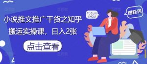 小说推文推广干货之知乎搬运实操课，日入2张-琴书聊项目