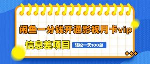 闲鱼一分钱开通影视月卡vip信息差项目，自由定价、轻松一天100单-琴书聊项目