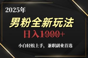 2025年男粉全新玩法，小白轻松上手，兼职副业首选，轻轻松松日入1k+-琴书聊项目