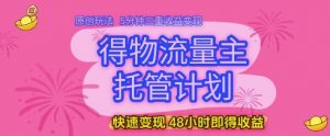 得物流量主托管计划，原创玩法，5分钟三重收益变现，快速变现，48小时即得收益【揭秘】-琴书聊项目