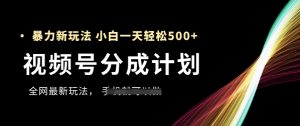 视频号分成计划,全网最暴力玩法,新手一天也能轻松5张+-琴书聊项目