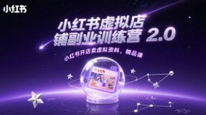 小红书虚拟店铺副业训练营2.0，小红书开店卖虚拟资料，精品课-琴书聊项目