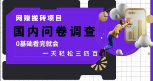 网创搬砖项目，国内问卷调查，0基础看完就会 一天轻松三四张，靠谱副业干就完了【揭秘】-琴书聊项目