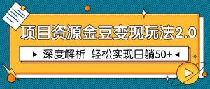 项目资源金豆变现玩法2.0，深度解析 轻松实现躺赚50+-琴书聊项目