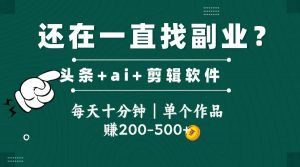 头条全新玩发加持软件搬视频，每天十分钟，单个作品收入200-500左右-琴书聊项目