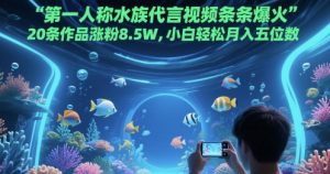 第一人称水族代言视频条条爆火,20条作品涨粉8.5W,小白轻松月入五位数-琴书聊项目