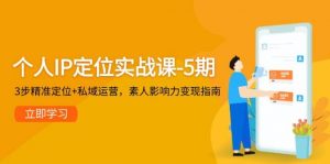 个人IP定位实战课-5期，3步精准定位+私域运营，素人影响力变现指南-琴书聊项目