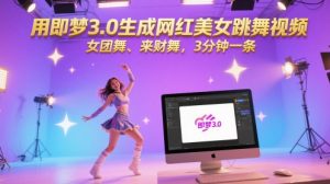 用即梦3.0生成网红美女跳舞视频,女团舞、来财舞,3分钟一条-琴书聊项目