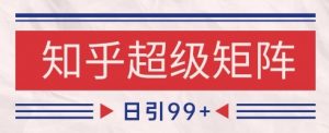 知乎超级矩阵玩法引流高质量精准粉SEO覆盖，日变现1k+【揭秘】-琴书聊项目