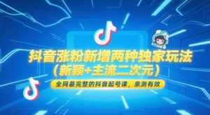 抖音涨粉新增两种独家玩法(新颖+主流二次元)，全网最完整的抖音起号课，亲测有效-琴书聊项目