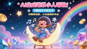 AI生成萌系小人唱歌！0基础3分钟出片，28个作品涨粉9万，日赚四位数，小白直接抄作业-琴书聊项目