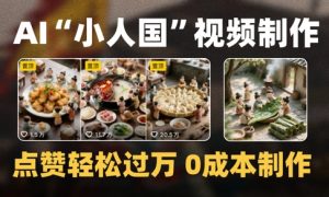 爆款1000W+播放微缩景观迷你小人国AI视频0成本制作全流程教学-琴书聊项目