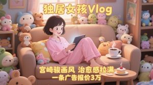 单个账号涨粉71W！用AI制作独居女孩Vlog，宫崎骏画风，治愈感拉满，一条广告报价3W-琴书聊项目