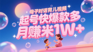 AI生成母子对话育儿类视频，起号快爆款多，小白宝妈轻松学，多渠道变现，月赚米1W+-琴书聊项目