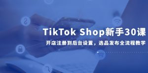 TikTok Shop新手30课，开店注册到后台设置，选品发布全流程教学-琴书聊项目