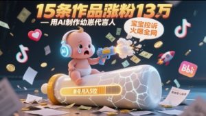 用AI制作幼崽代言人，宝宝的控诉火爆全网，15条作品涨粉13W，单号月入5位数实操教程-琴书聊项目