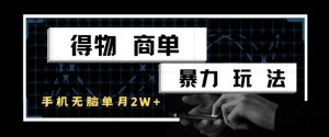 得物商单暴力玩法,一个账号单月1W+,手机无脑搬砖-琴书聊项目