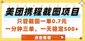 美团携程截图项目,只管截图一单0.7元,一分钟三单,一天稳定5张+【揭秘】-琴书聊项目
