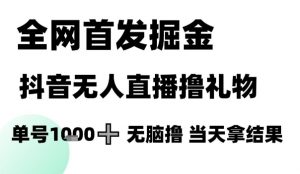 全网首发掘金抖音无人直播撸礼物，单号1k +无脑撸，当天拿结果【揭秘】-琴书聊项目