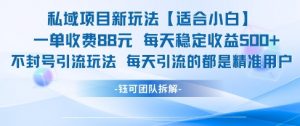 私域项目新玩法【适合小白】 一单收费88.每天稳定收益几张-琴书聊项目