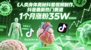 人类科普馆视频制作，抖音最新热门赛道，流量很大，1个月涨粉35W，可过伙伴计划-琴书聊项目